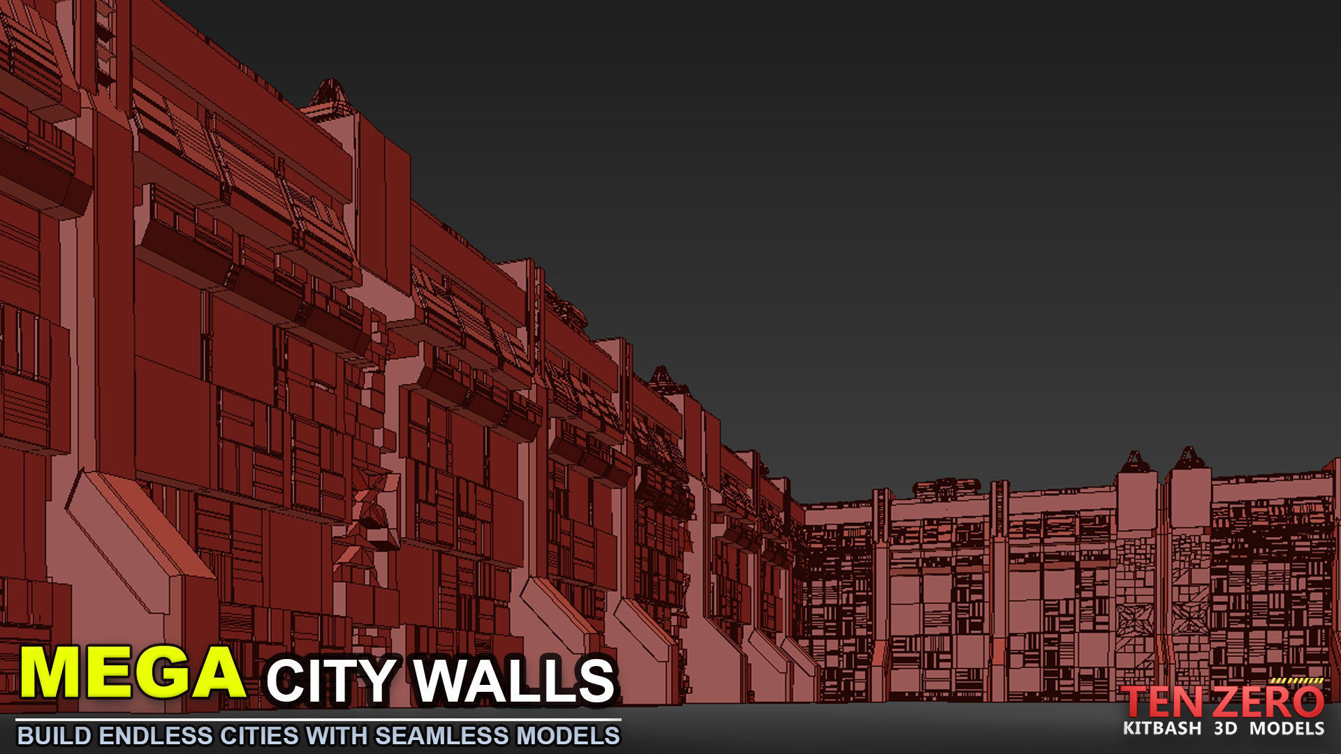 MEGA CITY WALLS SCI-FI KITBASH 3D model_10