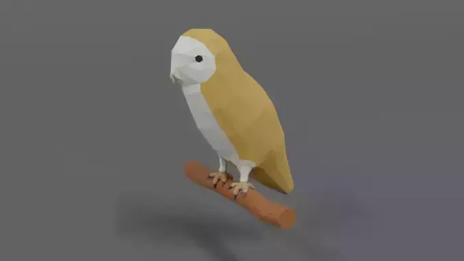 Low Poly Cartoon Barn Owl