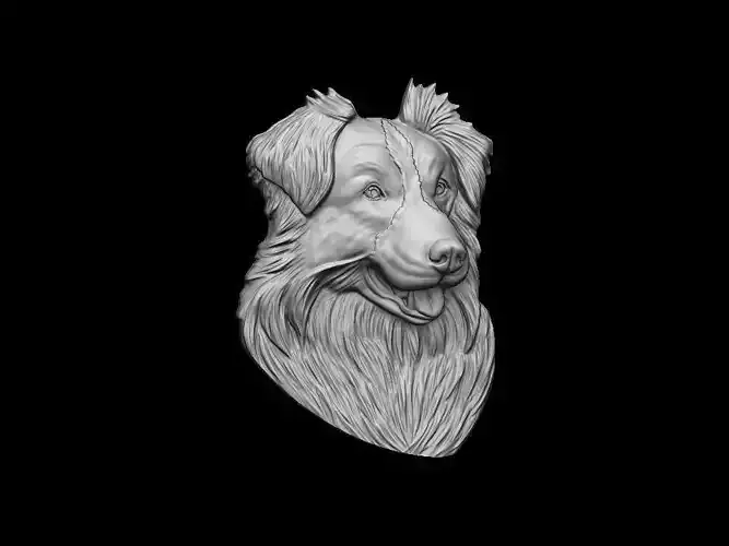 Border Collie Aussie dog bas relief pendant 3dprint model 3D print model