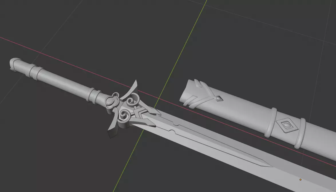 Bichen sword Low-poly 3D model_0
