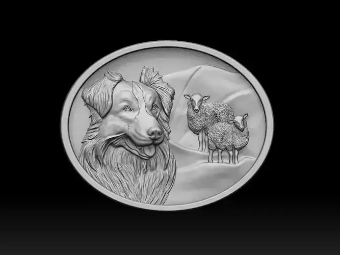 Border Collie with sheep pendant 3dprint model