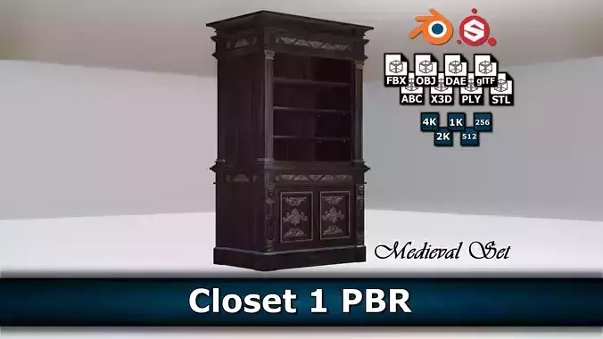 Closet 1 PBR ornate bookcase