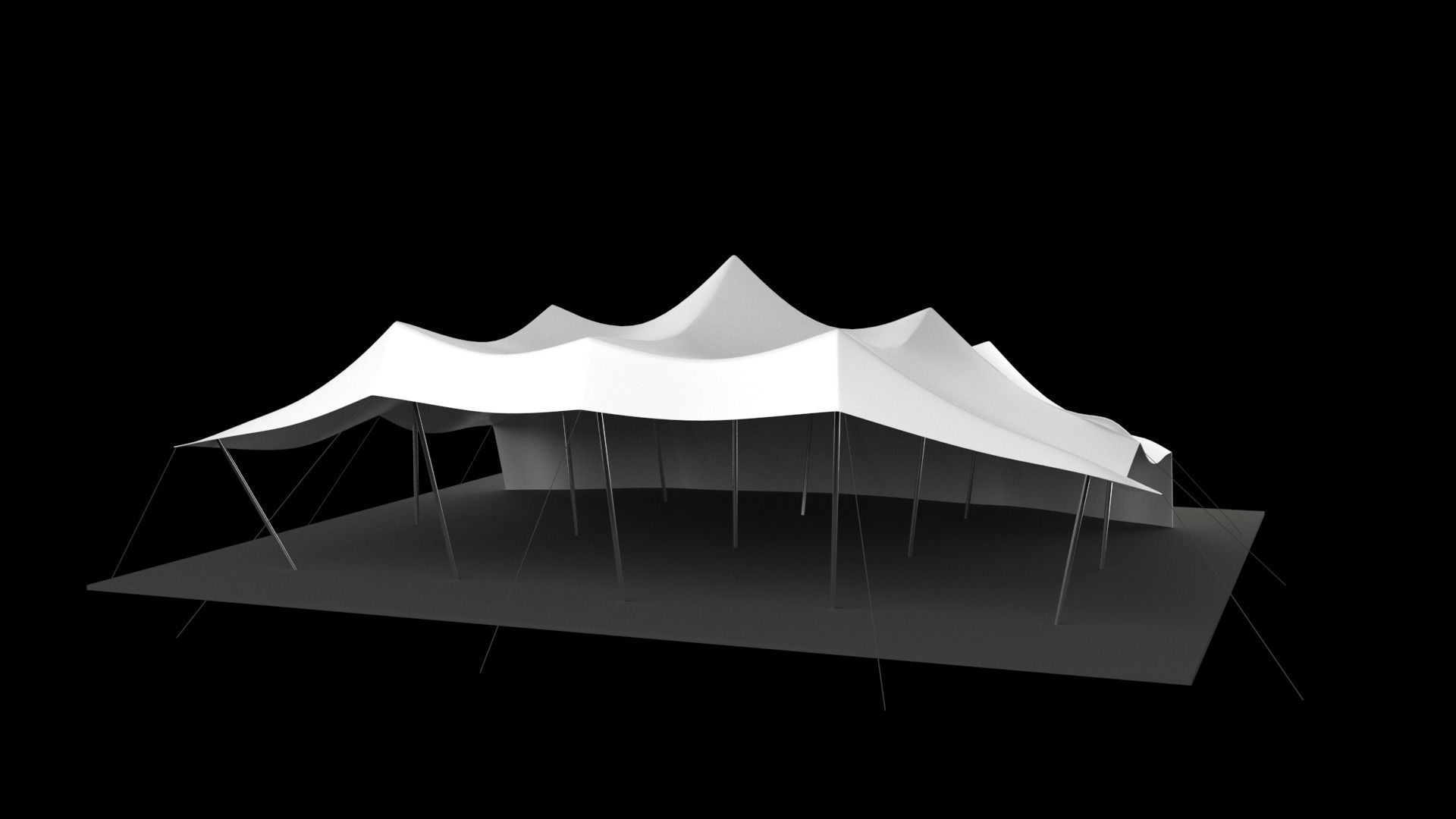 Stretch tent Low-poly 3D model_4