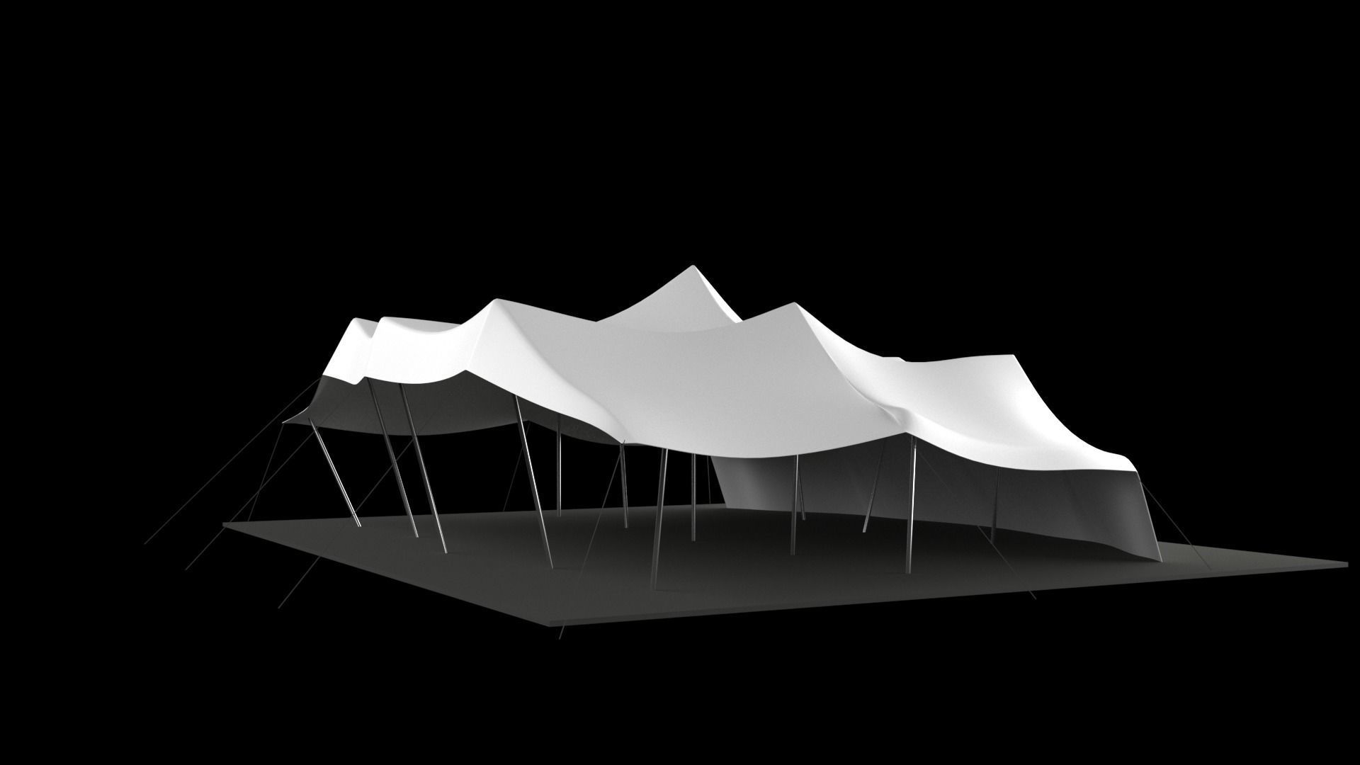 Stretch tent Low-poly 3D model_1