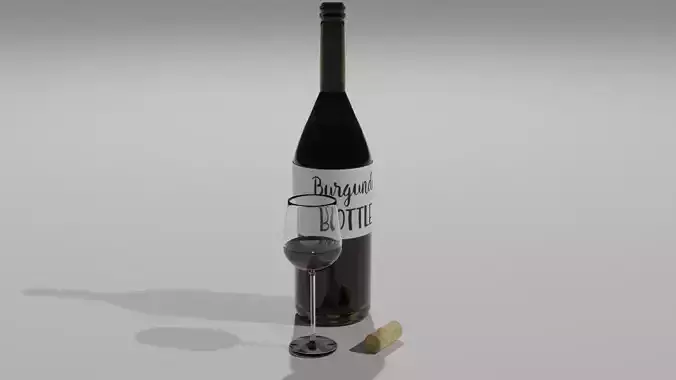My take on realitsic wine bottle and glass