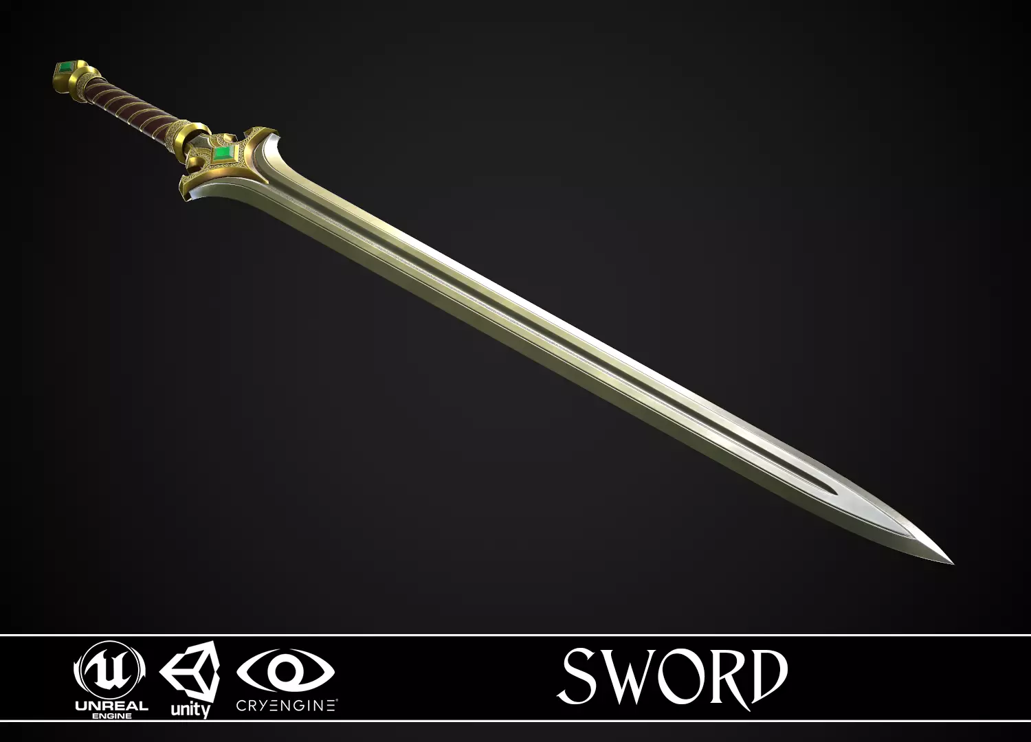 Sword A3 Low-poly 3D model_0