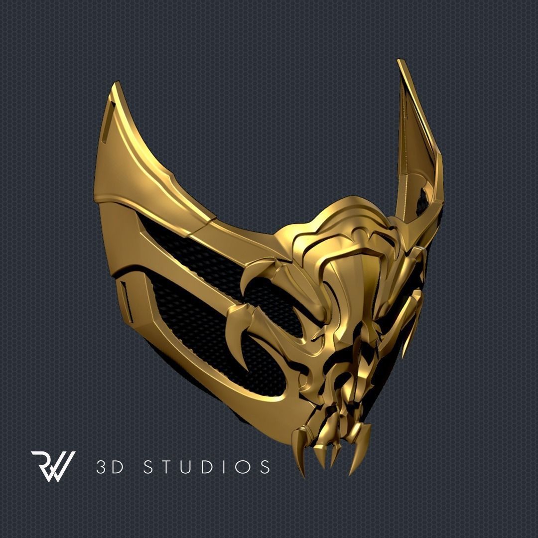 MK11 Aftermath Scorpion Mask - STL File 3D print model_2