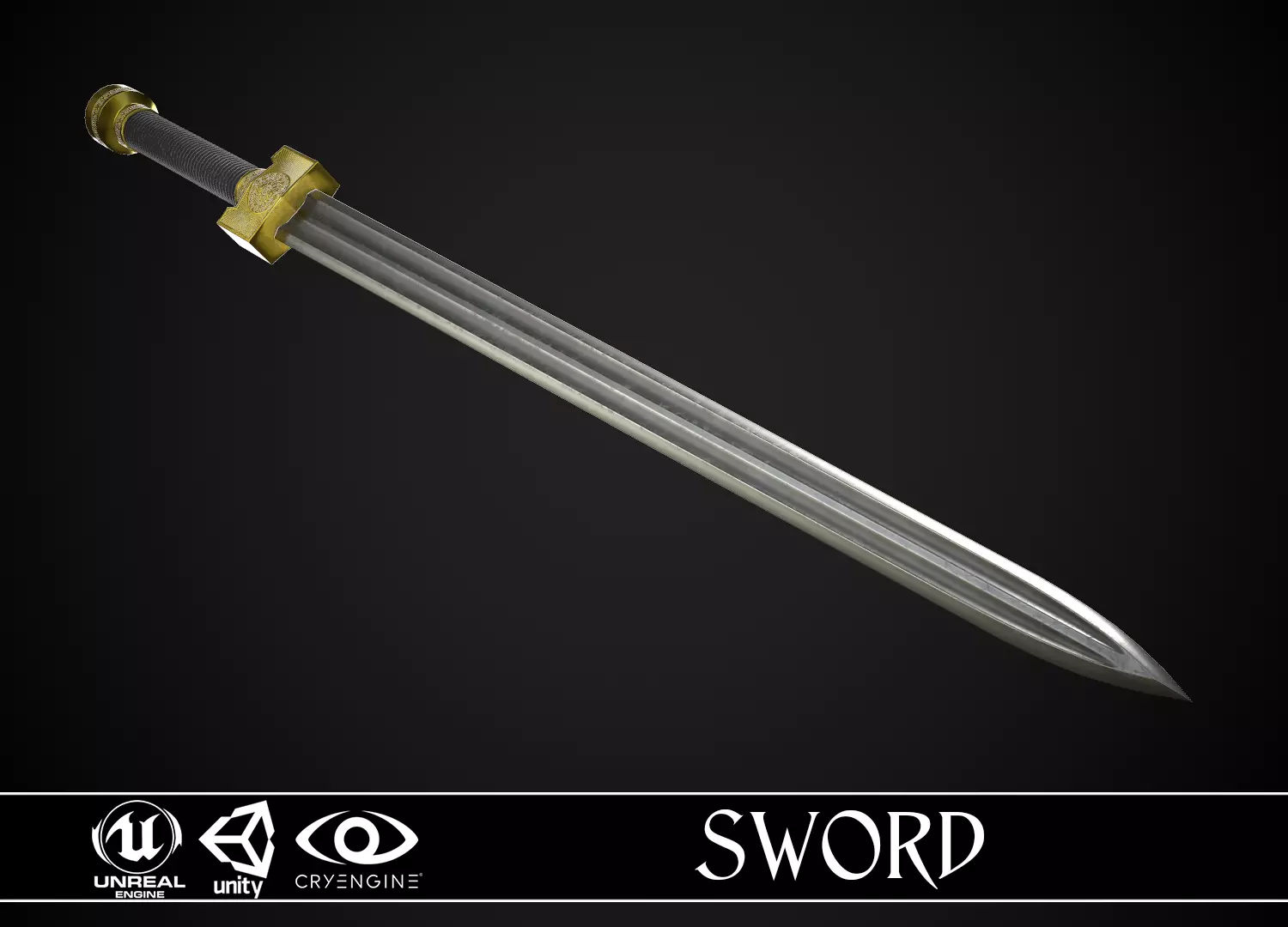 Sword A4 Low-poly 3D model_0
