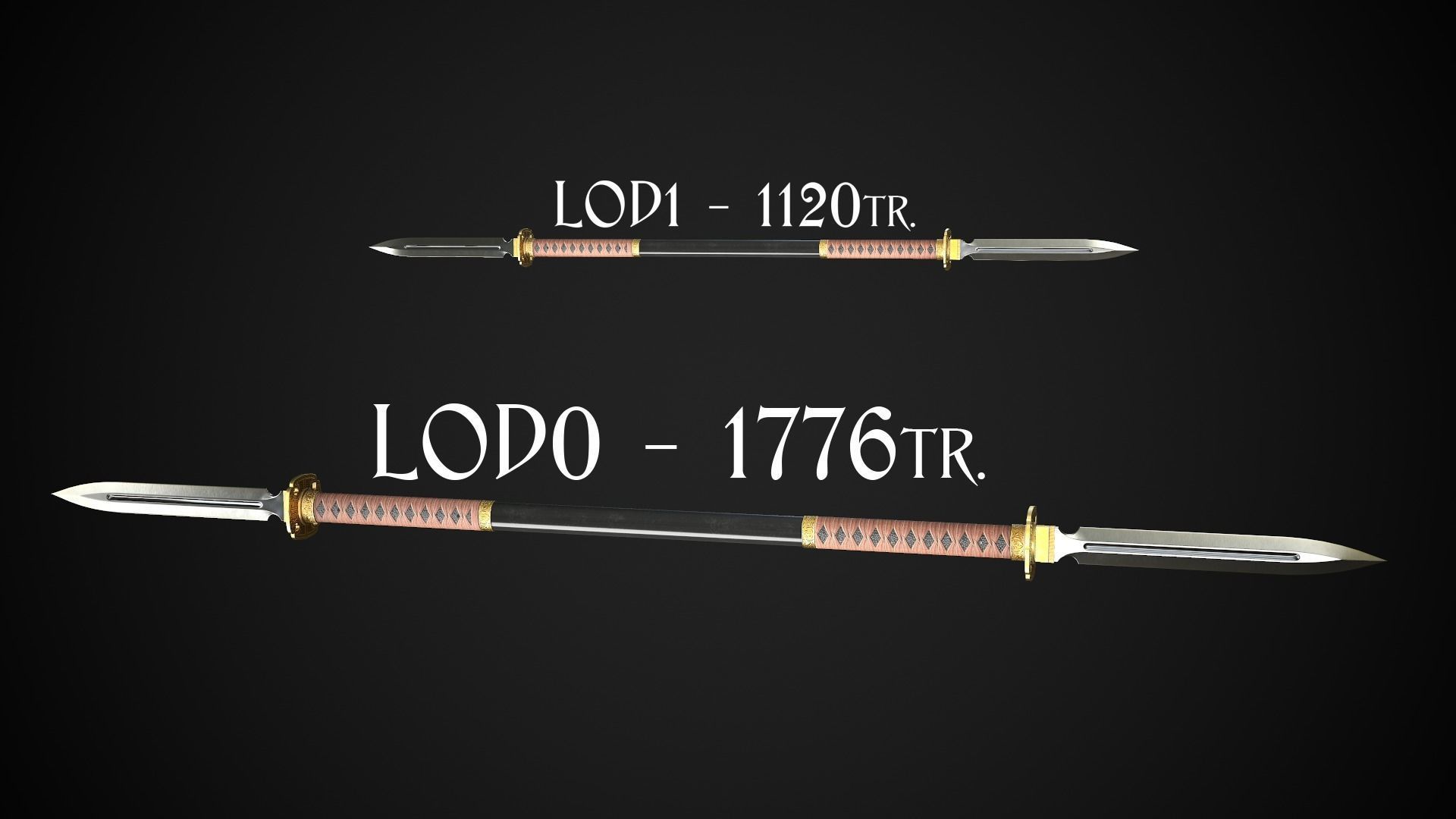 Spear and Glaive A1 Low-poly 3D model_3
