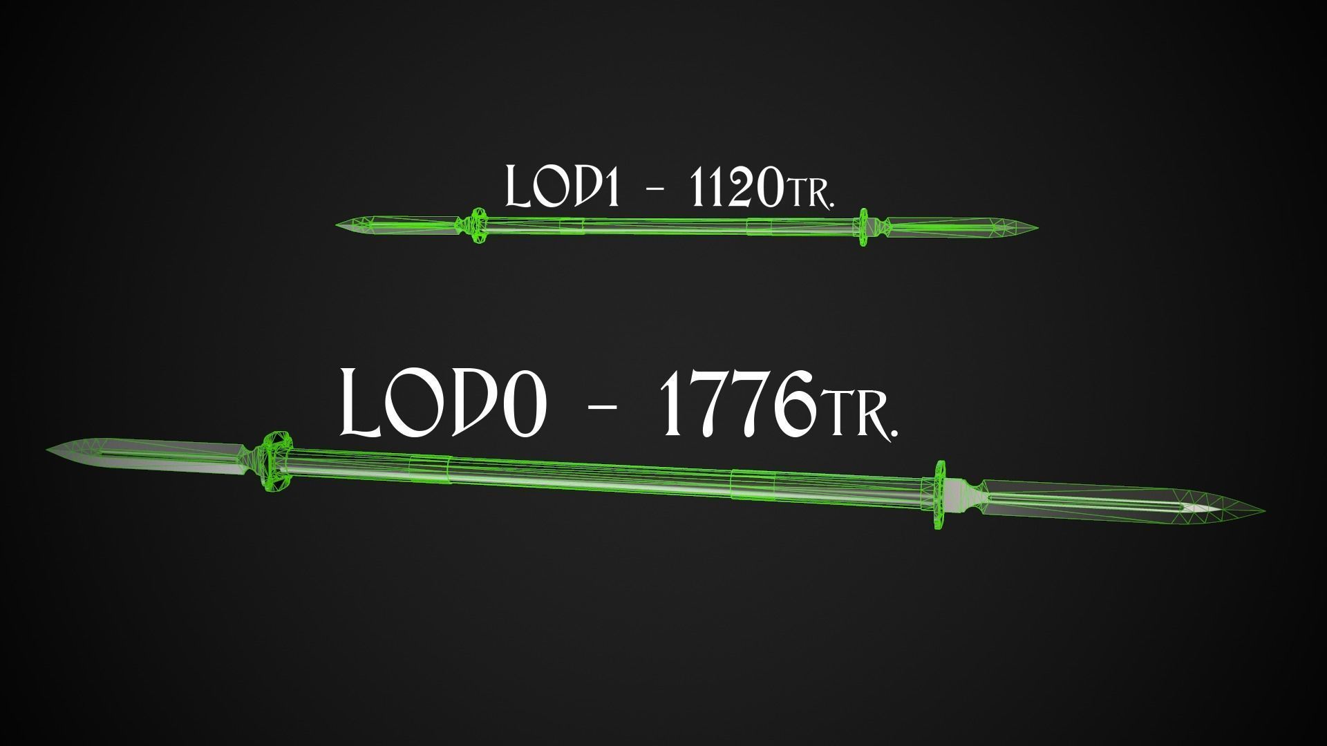 Spear and Glaive A1 Low-poly 3D model_10