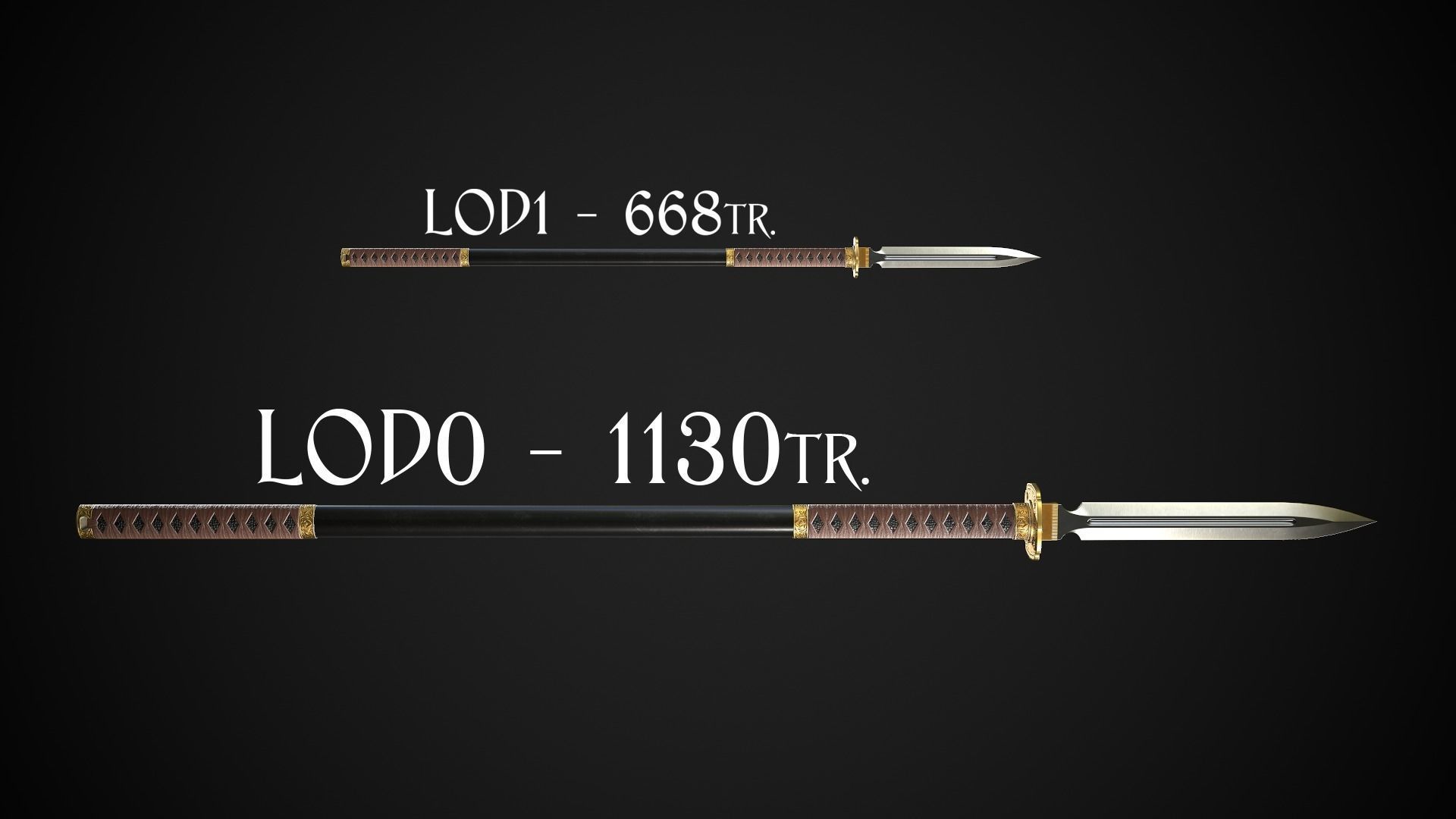 Spear and Glaive A1 Low-poly 3D model_2