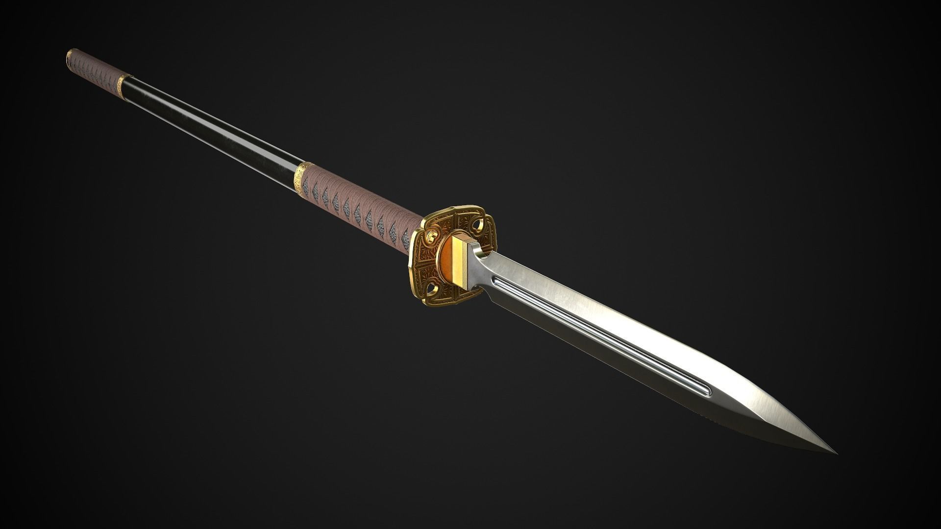 Spear and Glaive A1 Low-poly 3D model_5