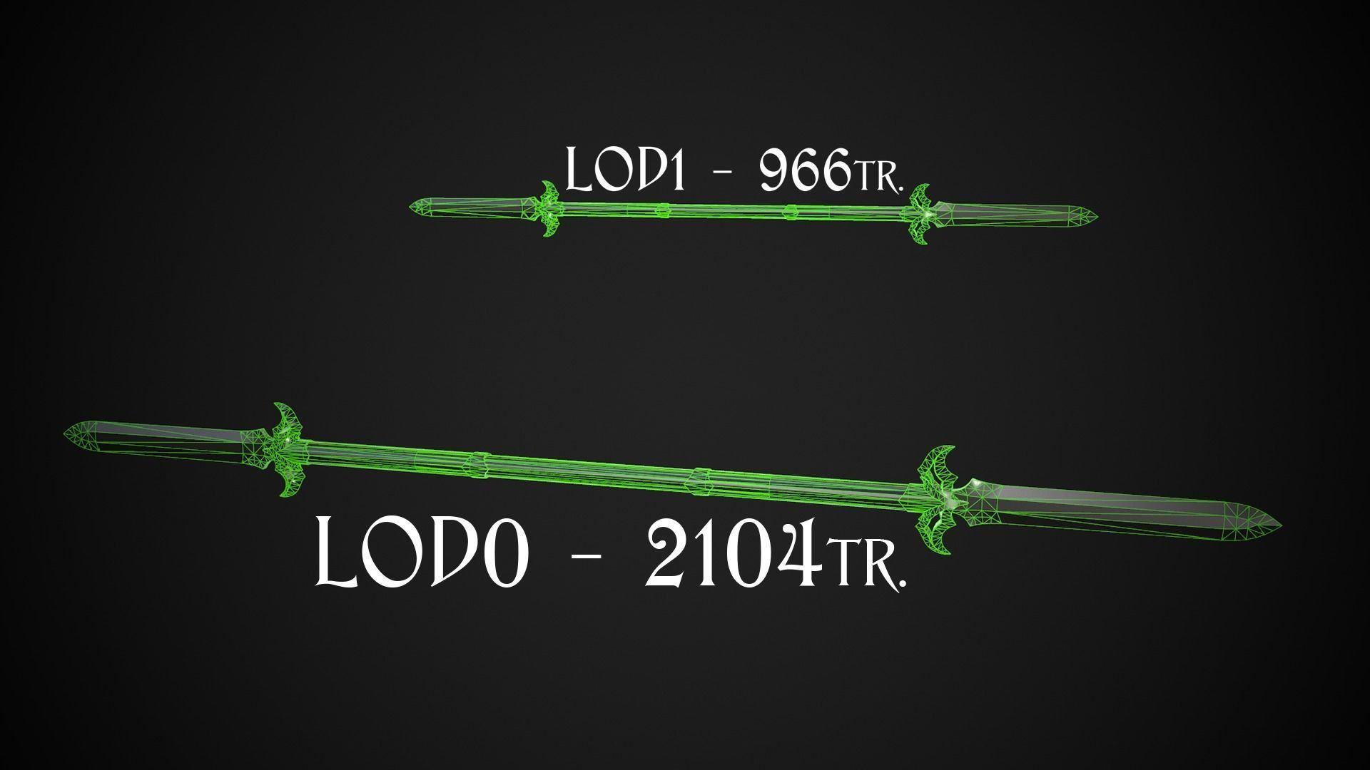 Spear and Glaive A2 Low-poly 3D model_9