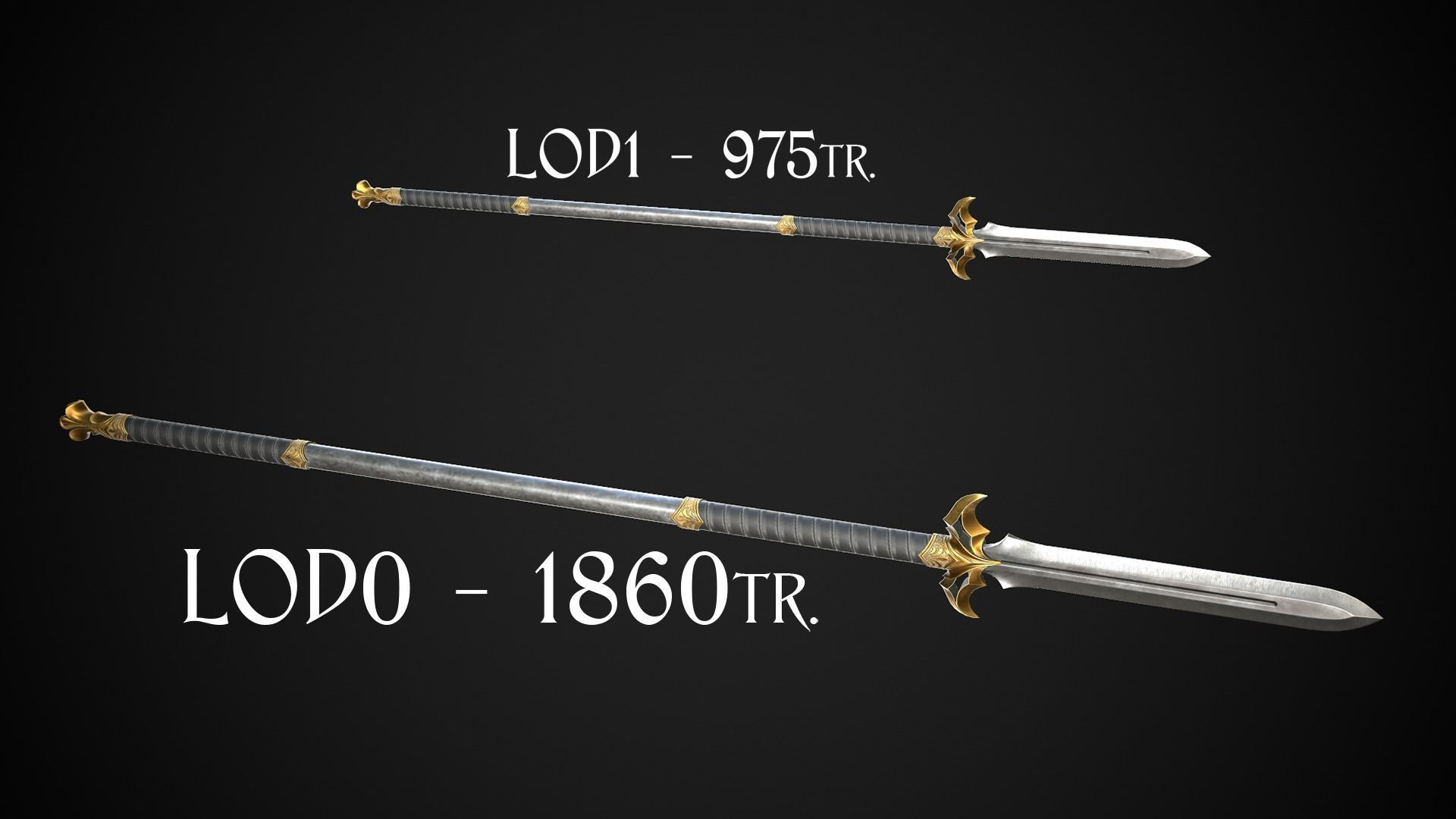 Spear and Glaive A2 Low-poly 3D model_2