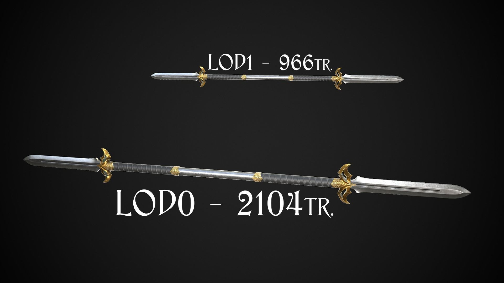 Spear and Glaive A2 Low-poly 3D model_3