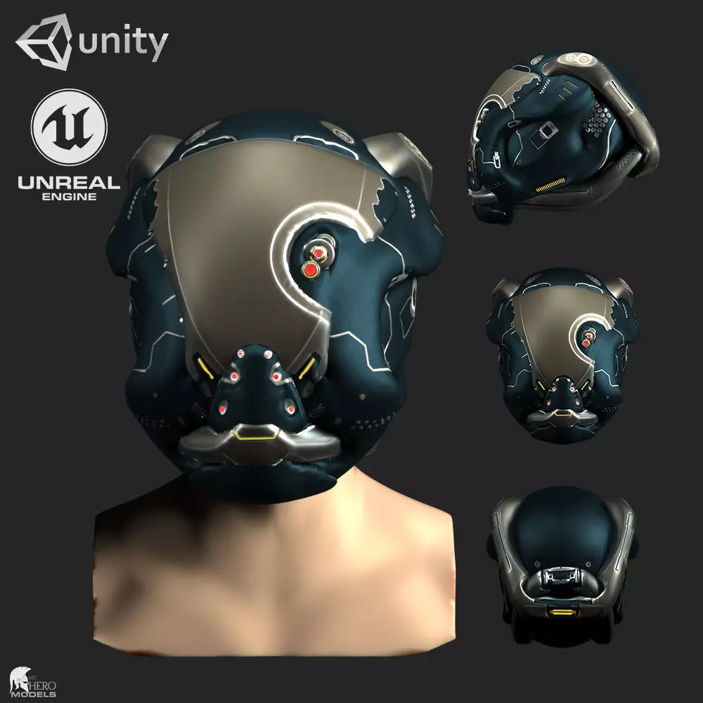 SCIFI HELMET 06 - 3D Asset Game Model PBR Mid-poly 3D model Free low-poly 3D model