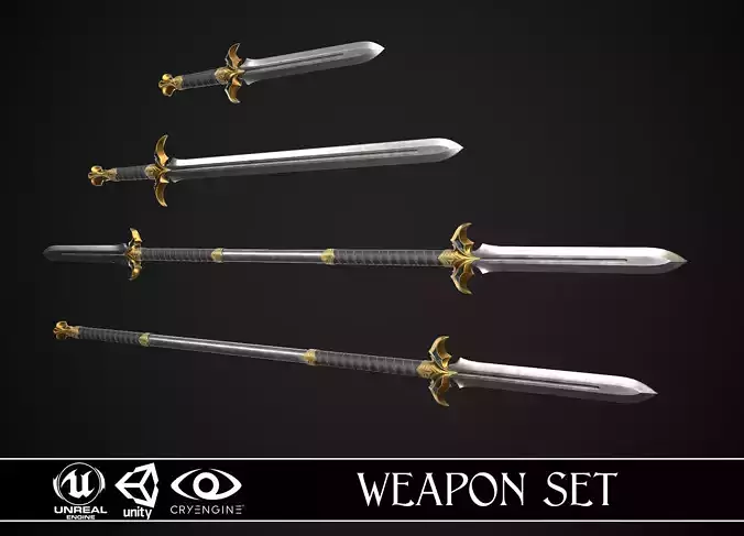 Melee Weapon Set A2 3D Model Collection