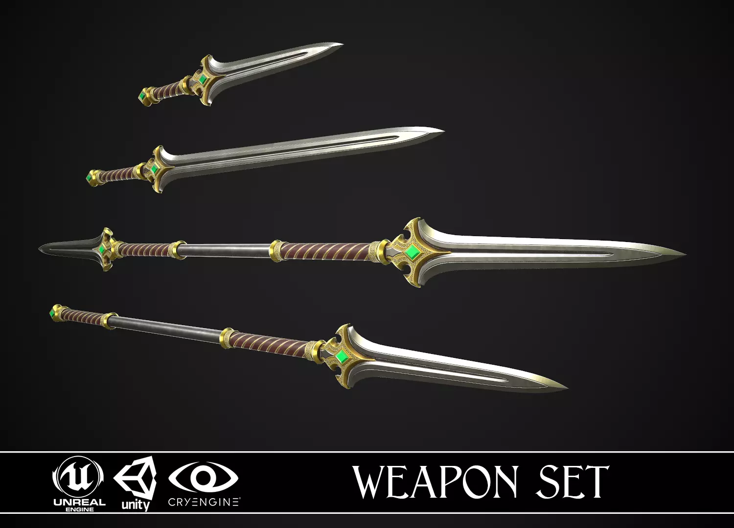 Melee Weapon Set A3 3D Model Collection_0