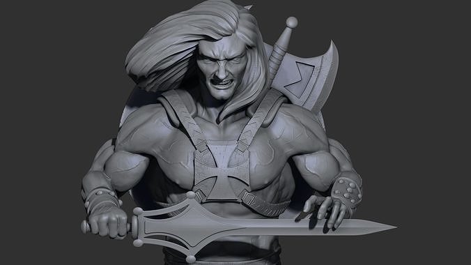 He-Man 3D Print statue of man holding sword 3D print model