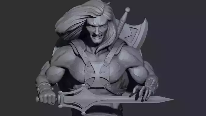 He-Man 3D Print statue of man holding sword 3D print model