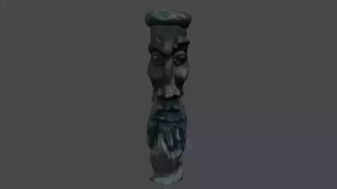 Wooden statue of a sage Low-poly 3D model