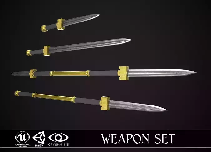 Melee Weapon Set A4 3D Model Collection