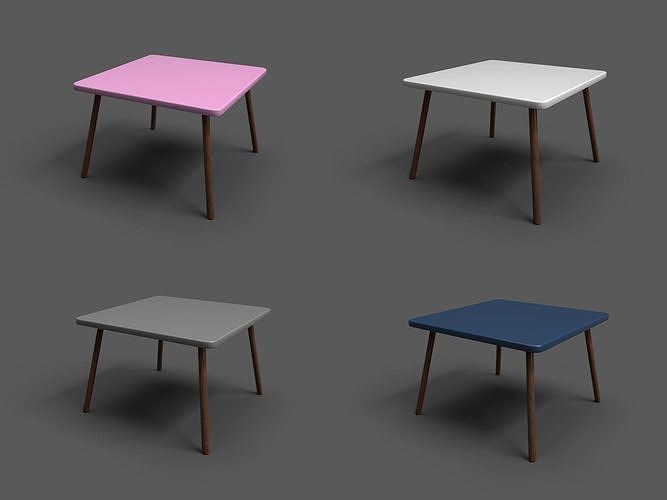 Squar Kids Table Low-poly 3D model