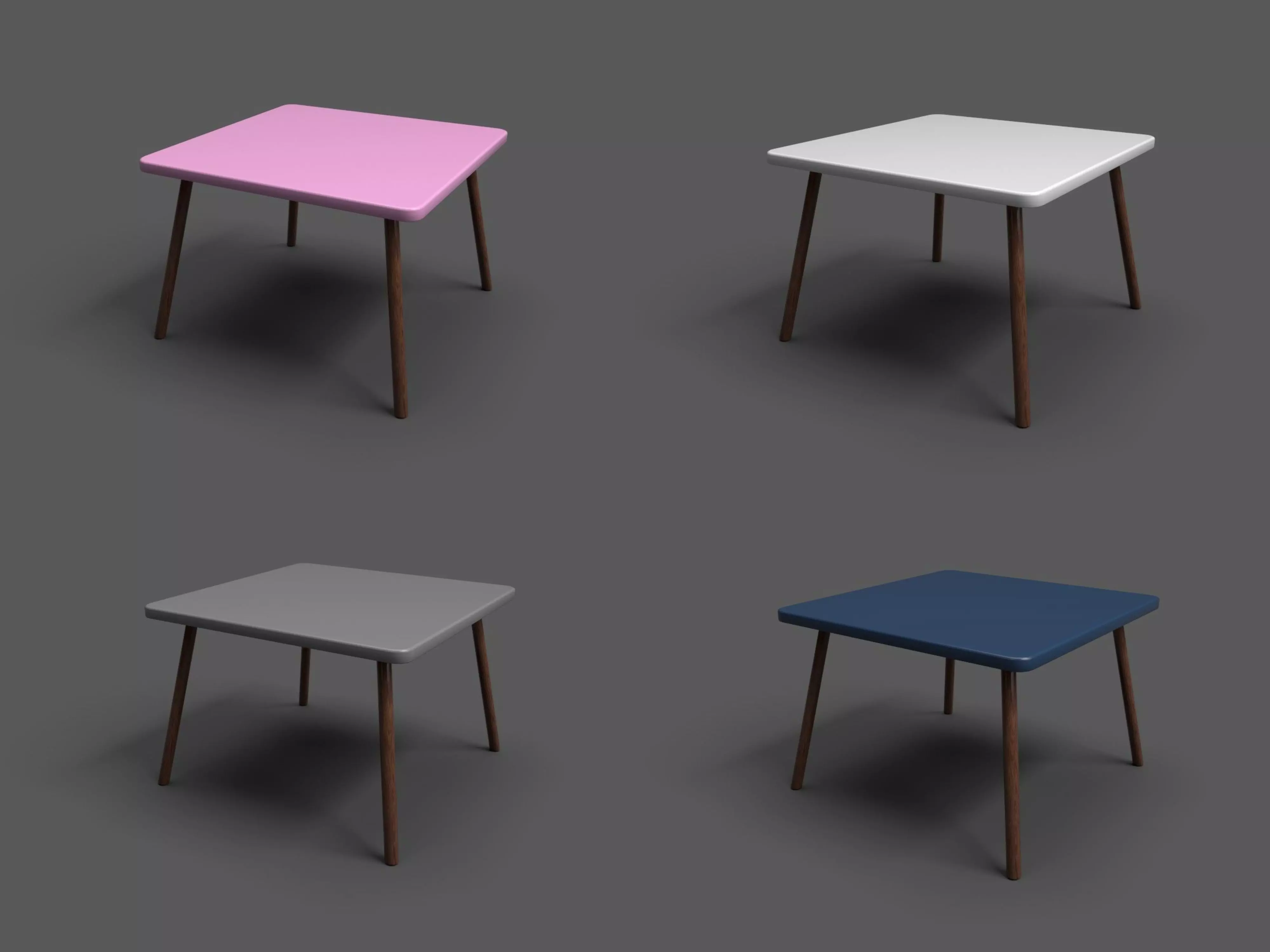 Squar Kids Table Low-poly 3D model_0