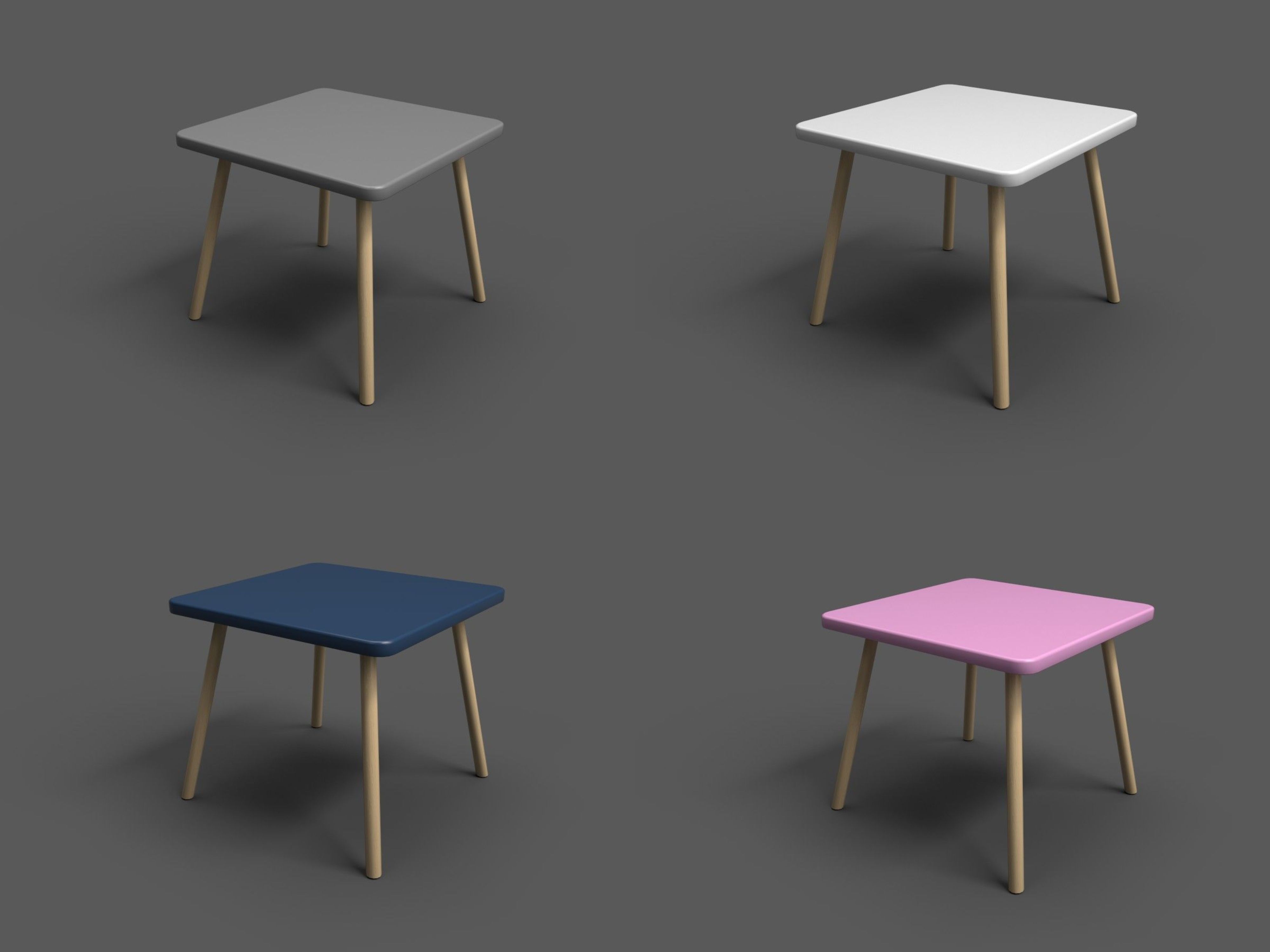Squar Kids Table Low-poly 3D model_17