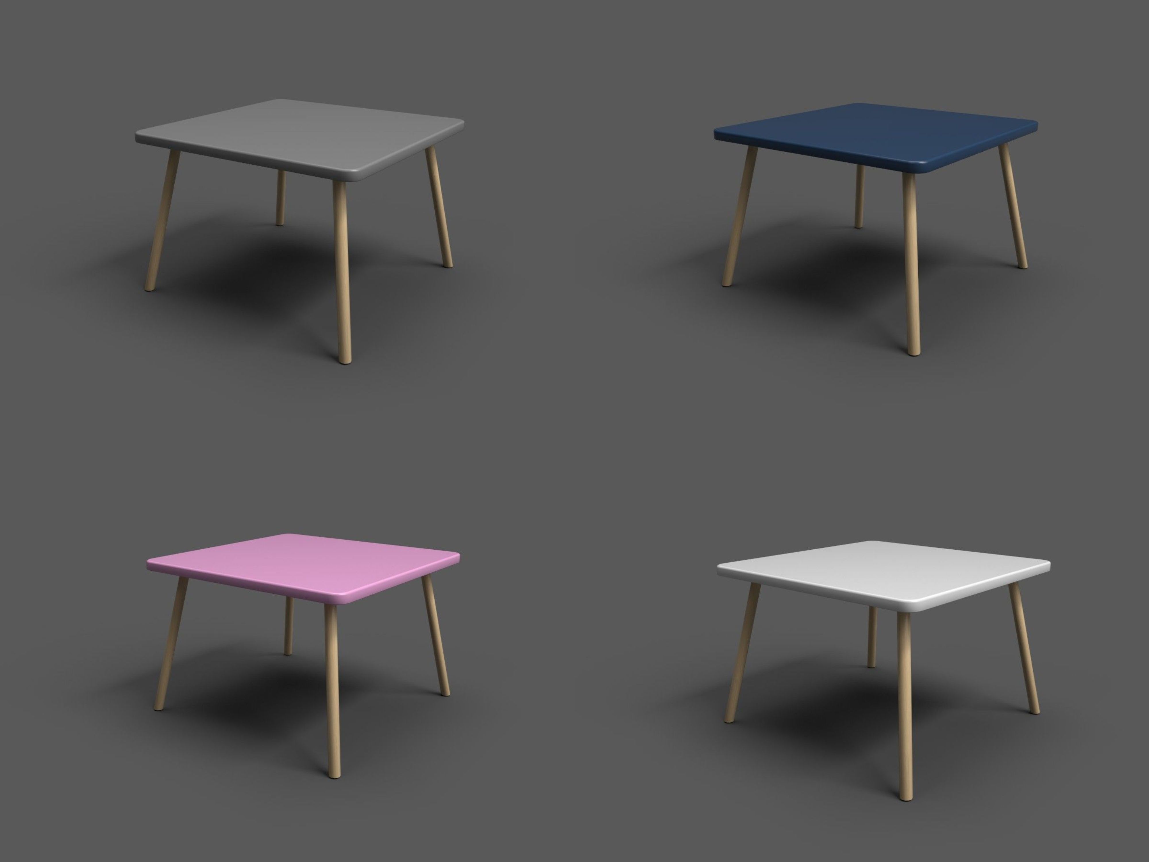 Squar Kids Table Low-poly 3D model_18