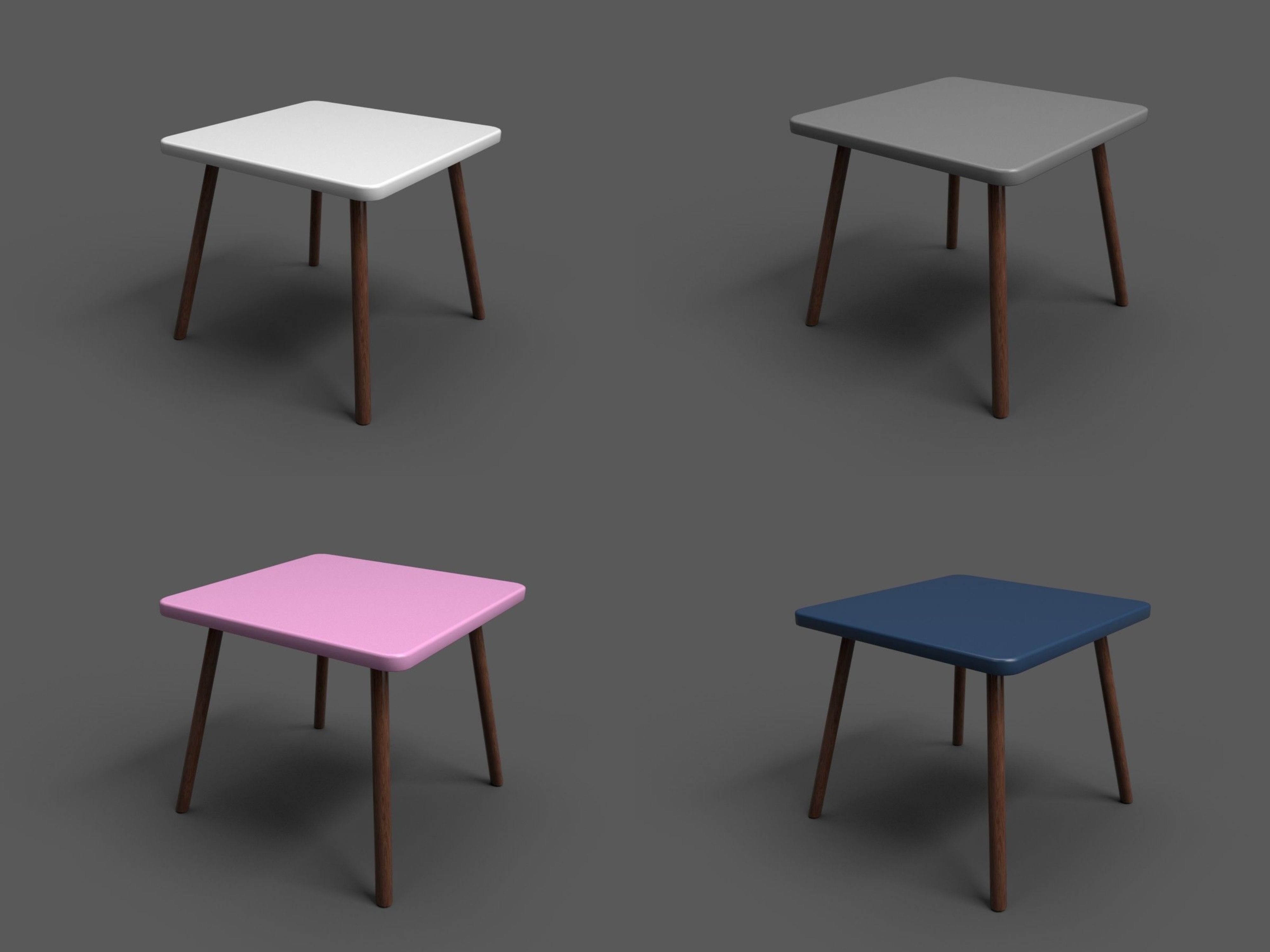 Squar Kids Table Low-poly 3D model_19