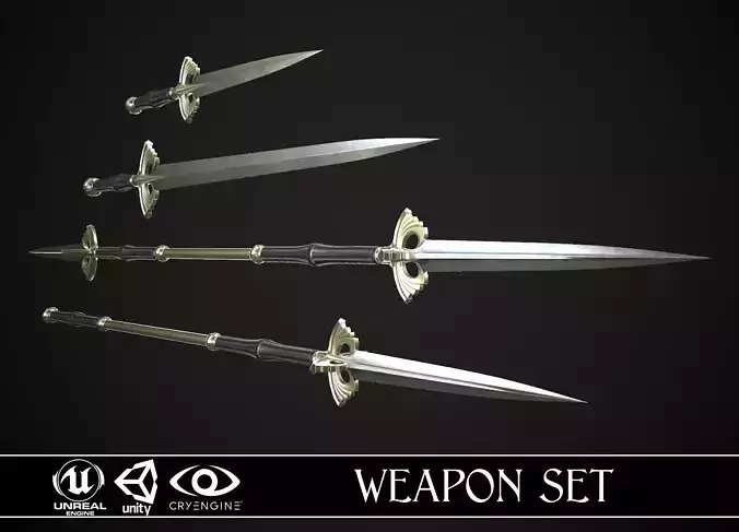 Melee Weapon Set A5 3D Model Collection