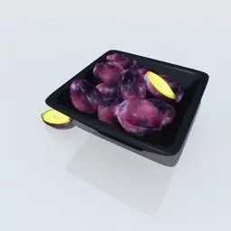 Plums in bowl Free 3D model