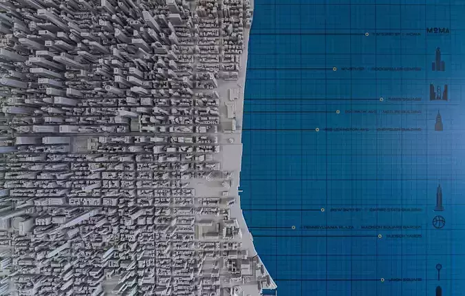 Midtown Manhattan NYC 3D print in parts including instructions 3D print model