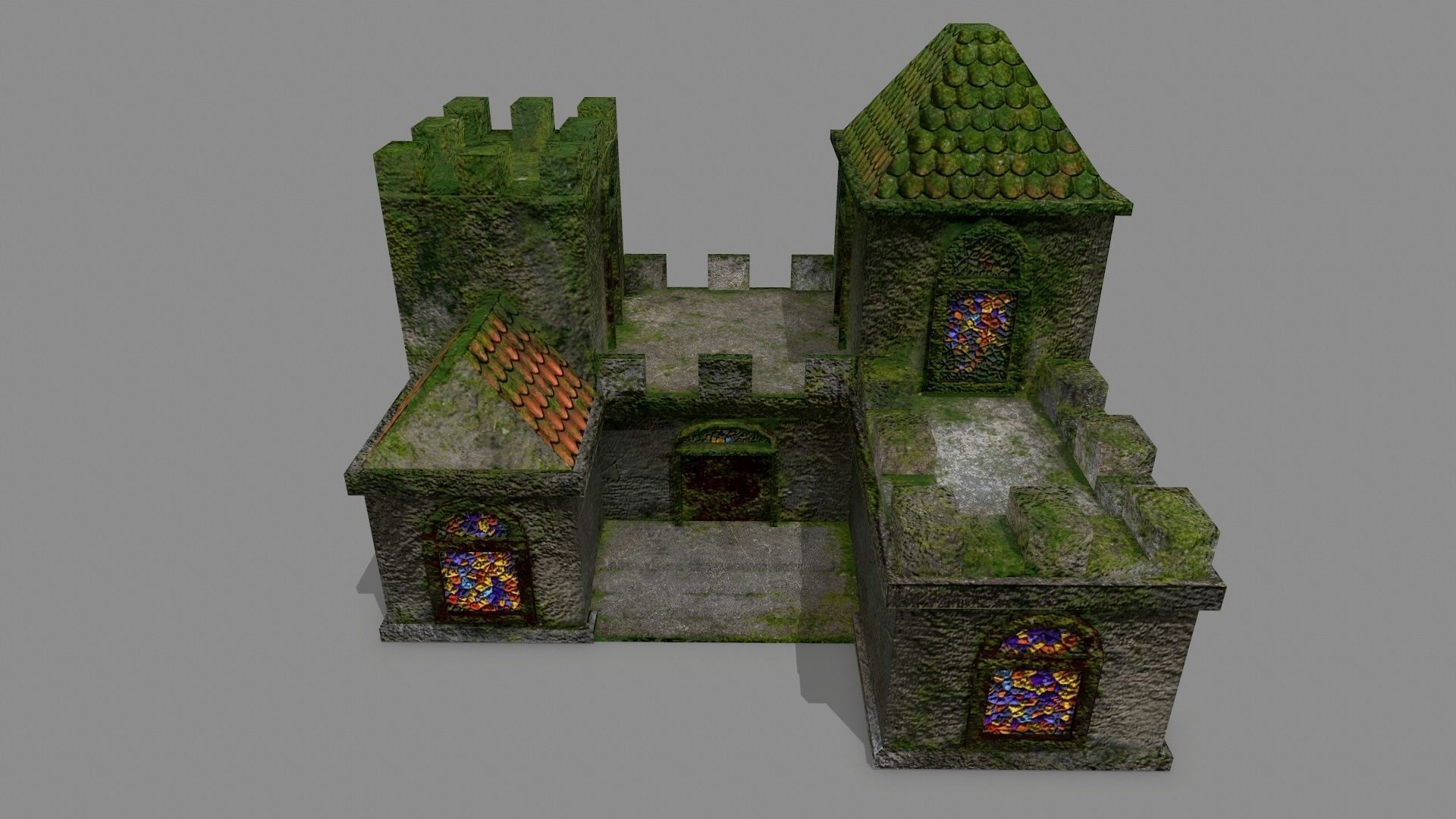 Castle with ivy Low-poly 3D model_13
