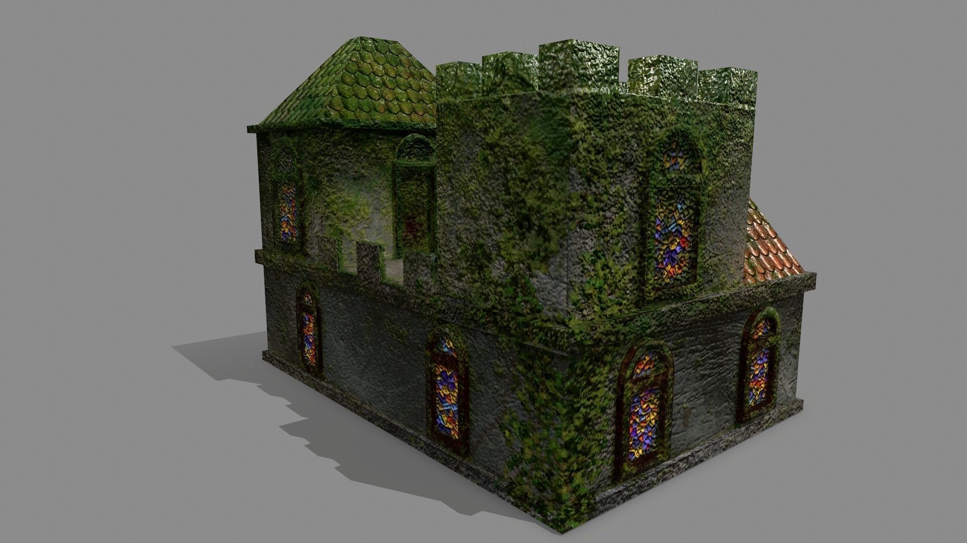 Castle with ivy Low-poly 3D model_6