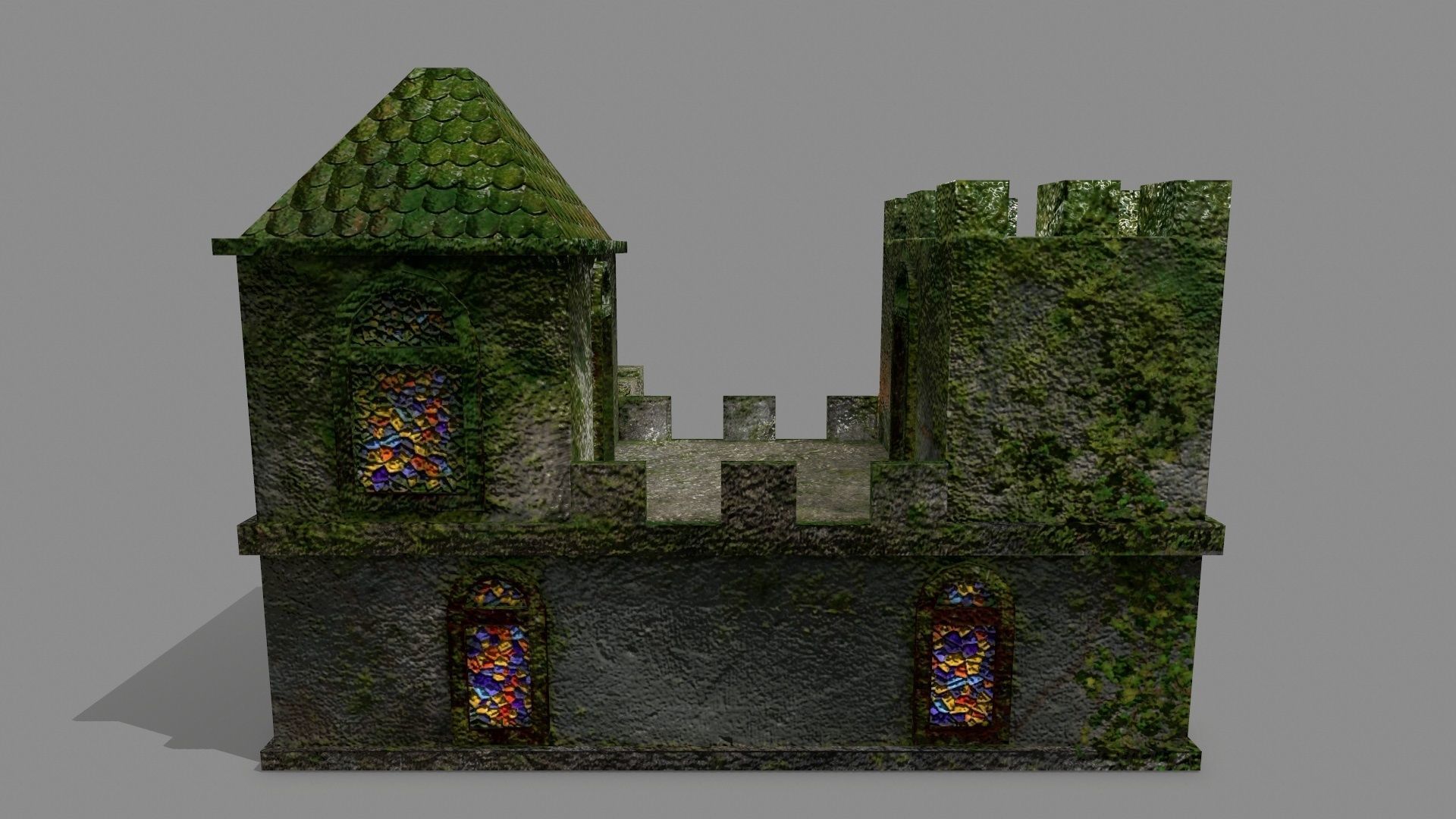 Castle with ivy Low-poly 3D model_7