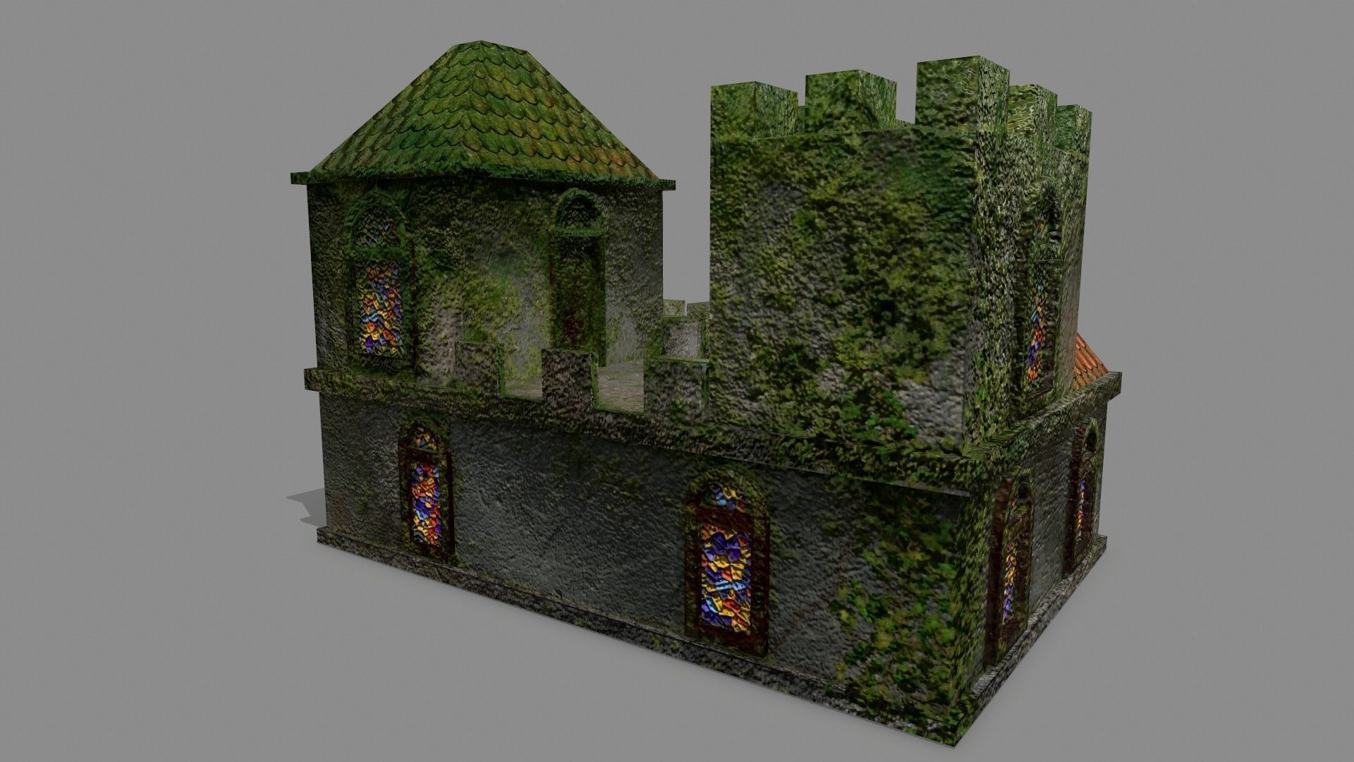 Castle with ivy Low-poly 3D model_8