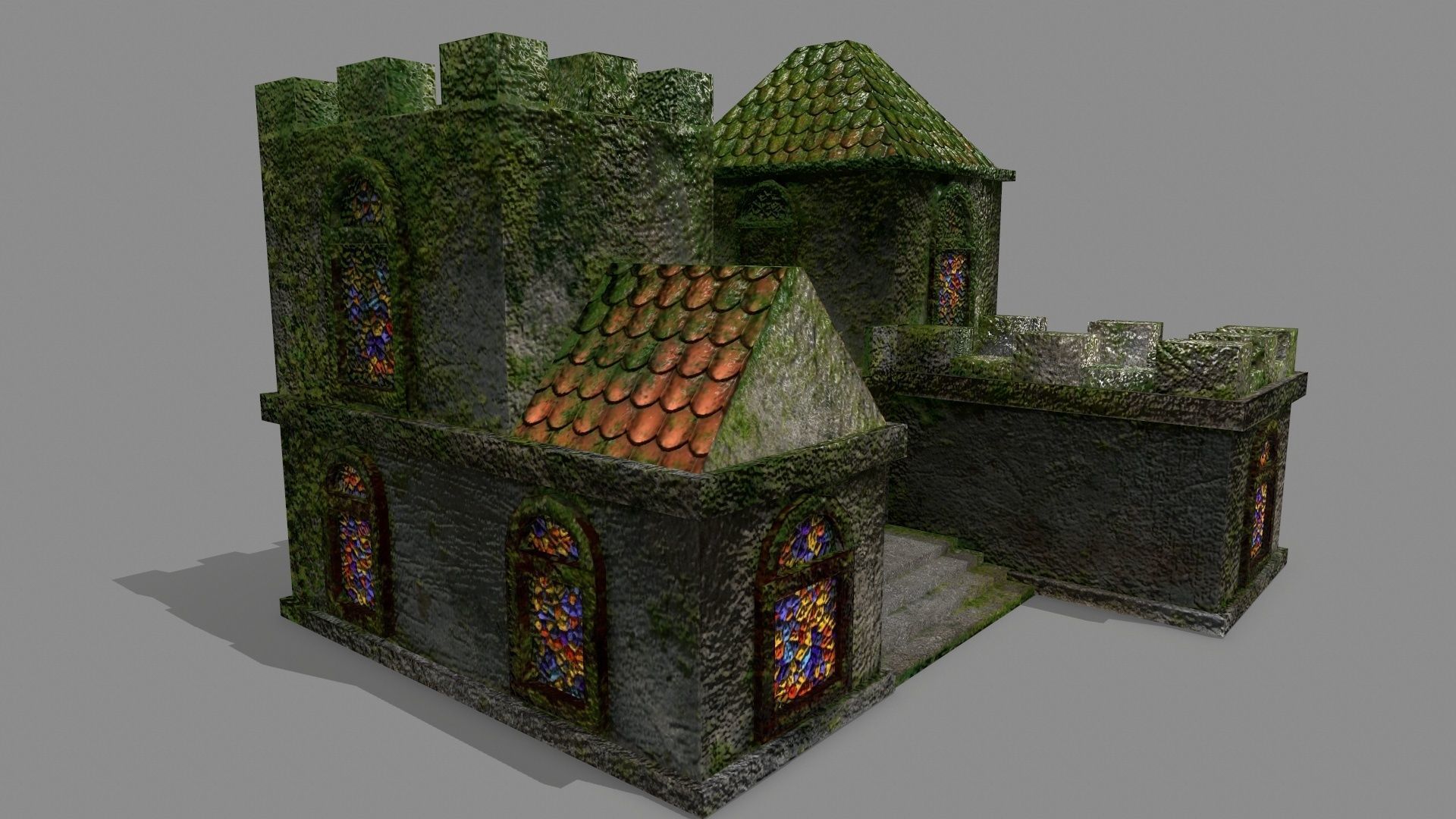 Castle with ivy Low-poly 3D model_3