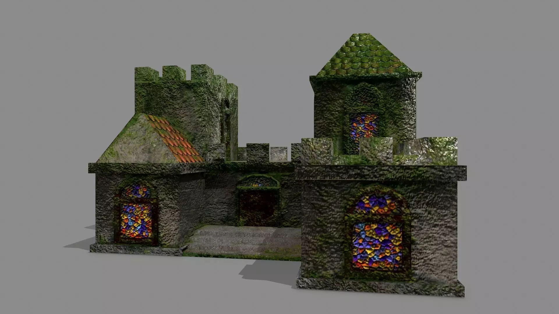 Castle with ivy Low-poly 3D model_0