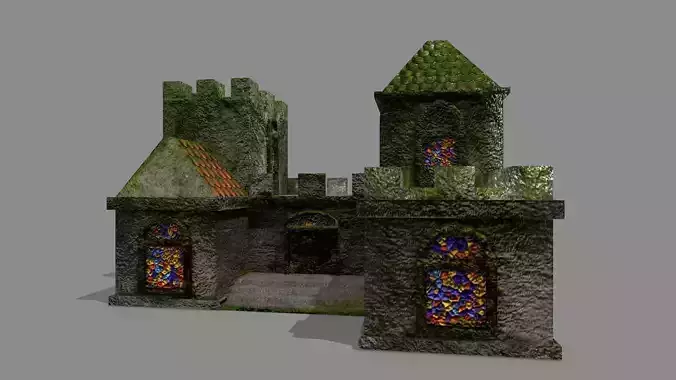 Castle with ivy Low-poly 3D model