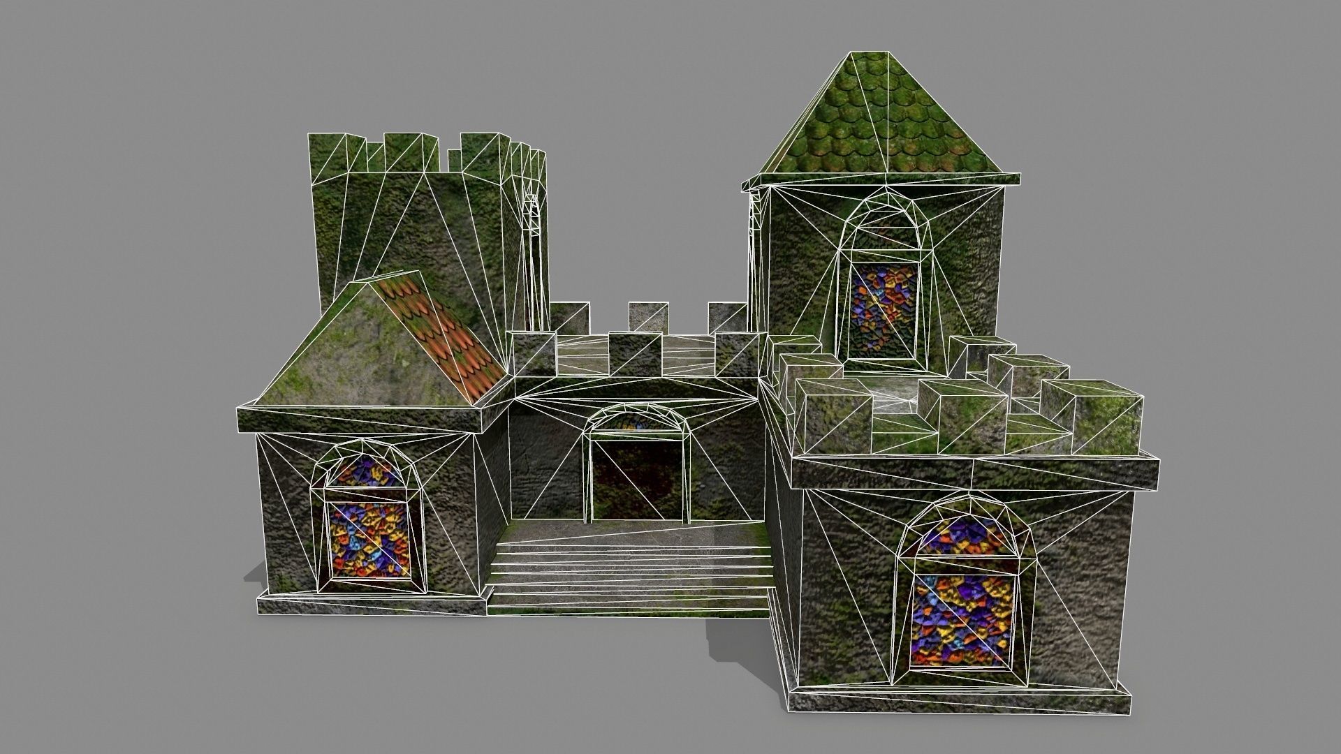 Castle with ivy Low-poly 3D model_14
