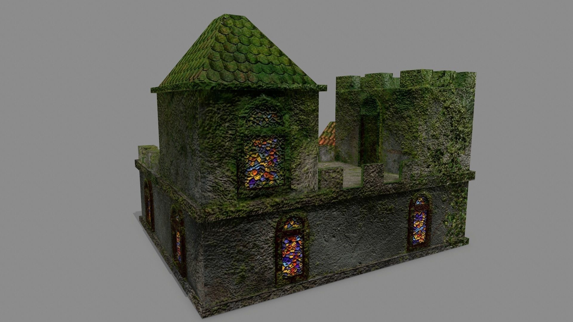 Castle with ivy Low-poly 3D model_9