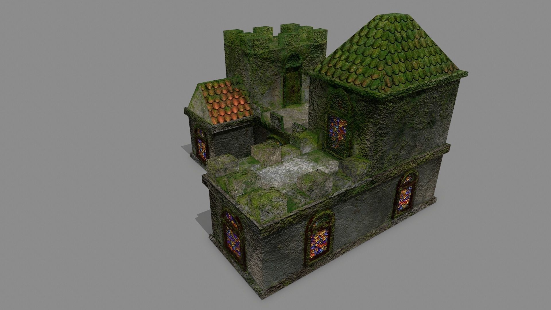 Castle with ivy Low-poly 3D model_12
