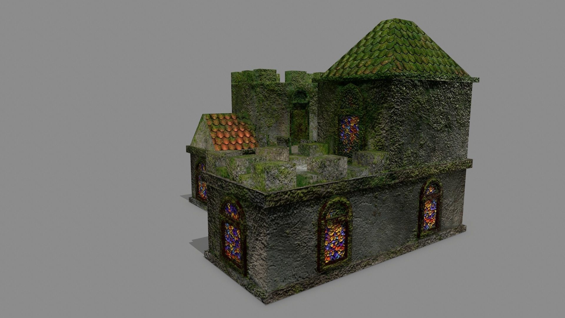 Castle with ivy Low-poly 3D model_11