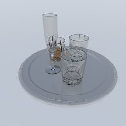 Crystals set of glasses on tray Free 3D model