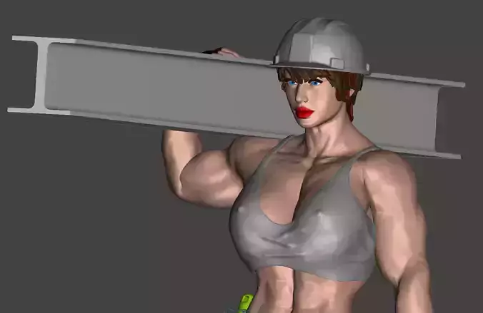 Strong worker woman 3D print model