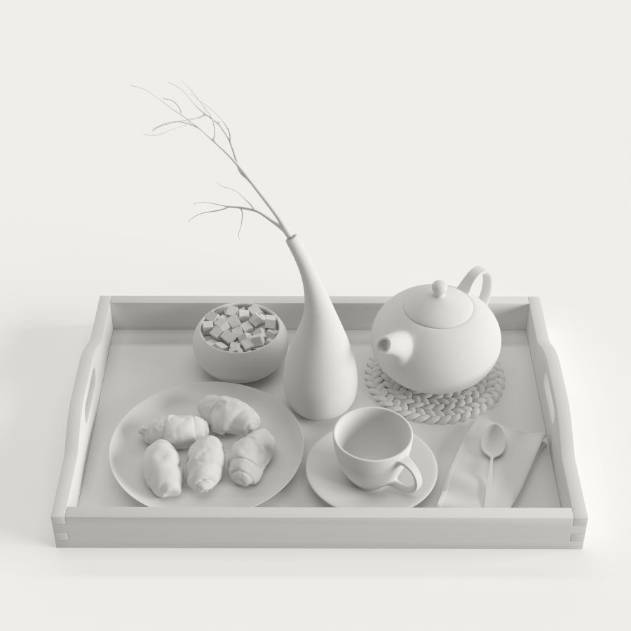 Wooden tray with breakfast on it 3D model_18
