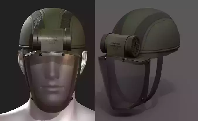 Gas mask helmet 3d model military combat fantasy 