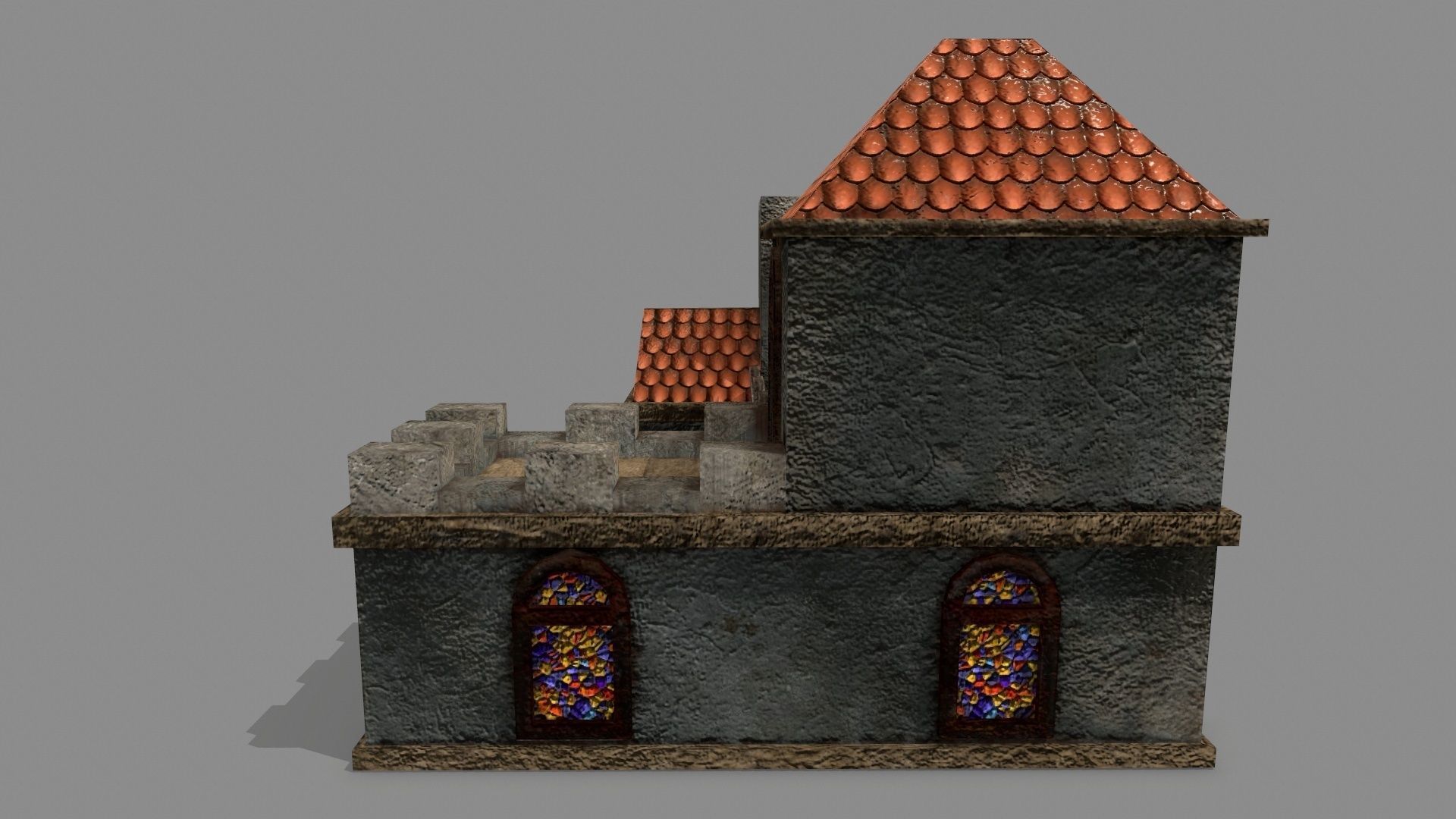 Castle with windows and vines Low-poly 3D model_10